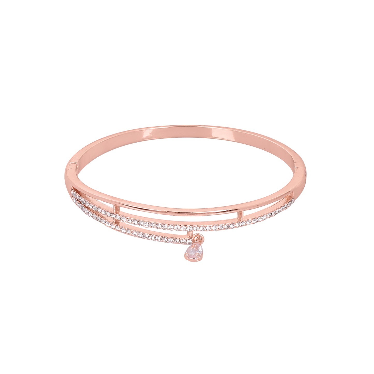 CKLAKART's Rose Gold Toned Triple Strand Bracelet with Delicate Droplet