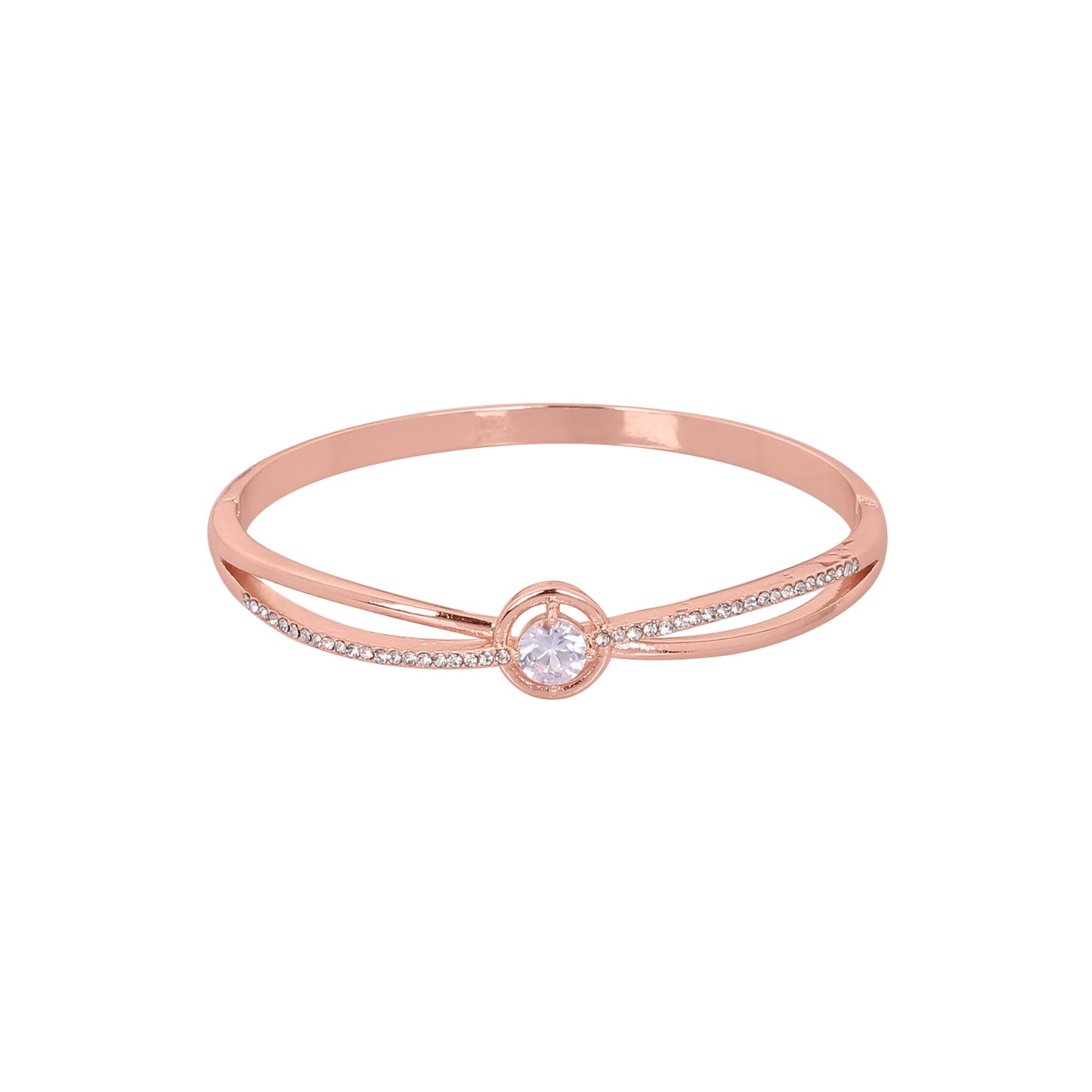 CKLAKART's Rose Gold Toned Double Layer Bracelet with Eye-Catching Center Stone