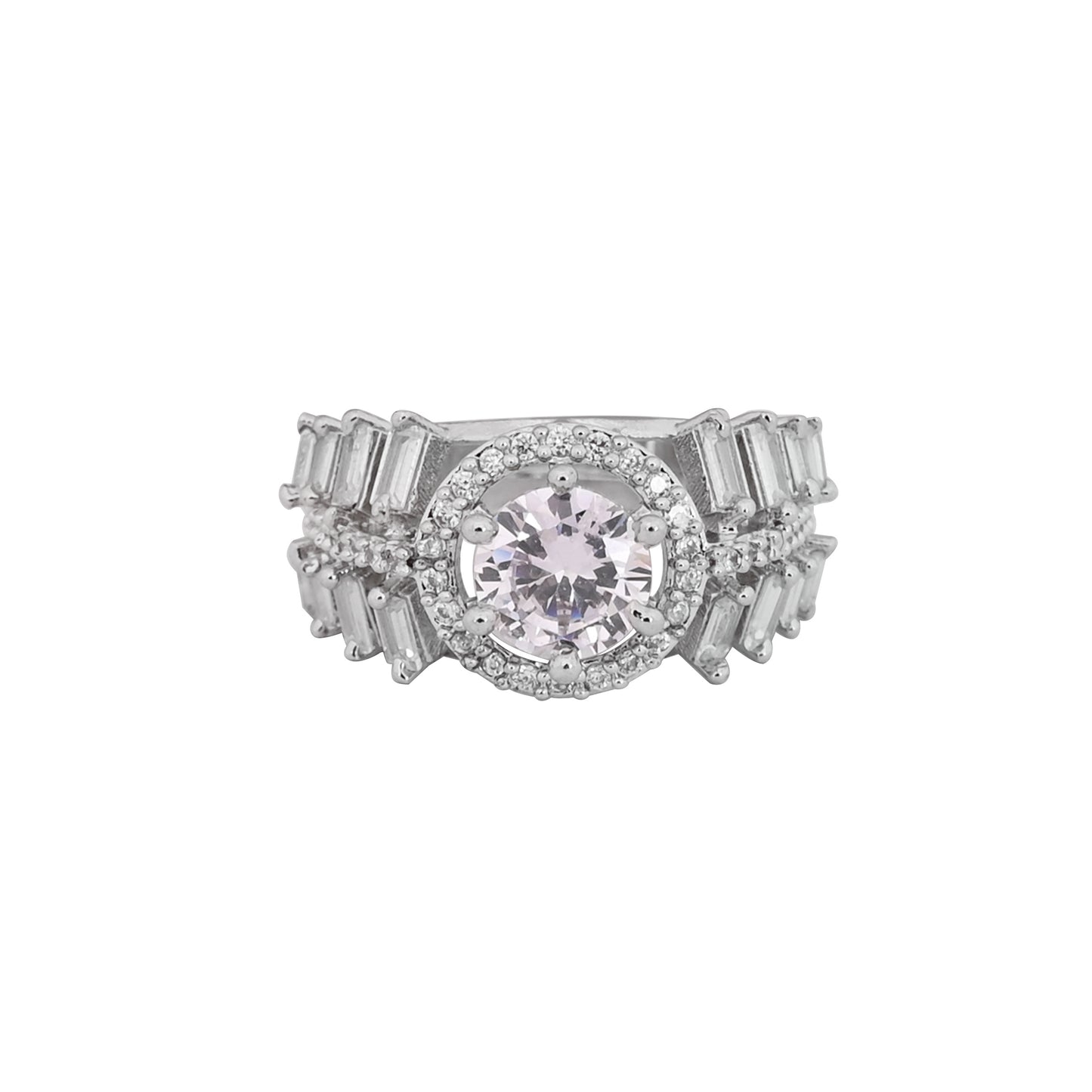 CKLAKART's NOOR Classic Silver-Toned Ring Featuring Sparkling American Diamonds