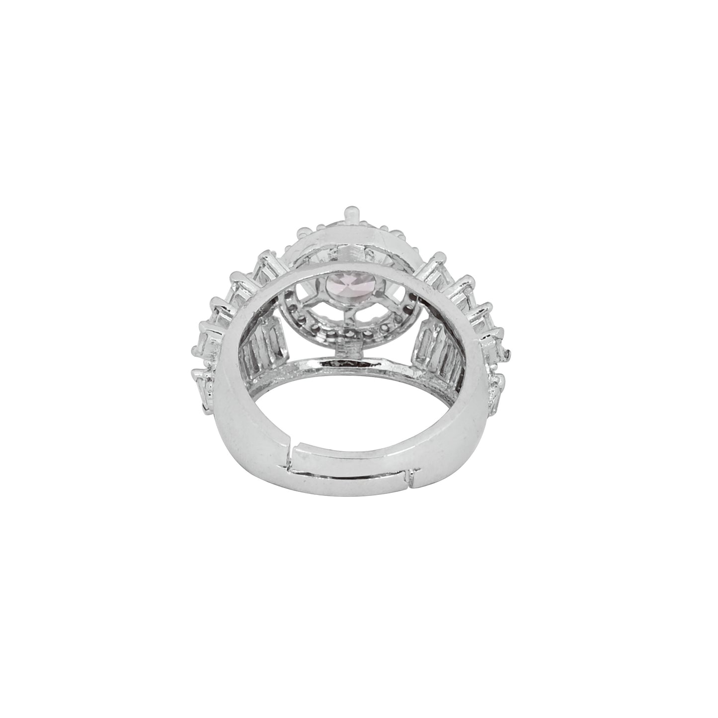 CKLAKART's NOOR Classic Silver-Toned Ring Featuring Sparkling American Diamonds