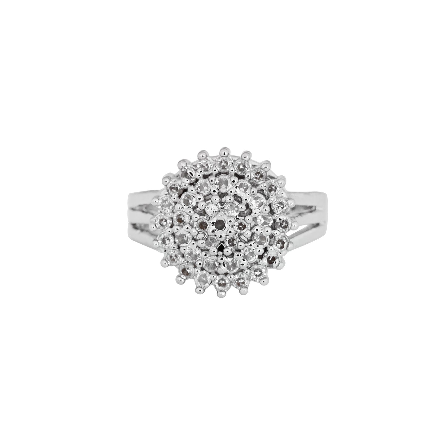 CKLAKART's NOOR Silver-Toned Ring Featuring Blooming Flower Design and Sparkling American Diamonds