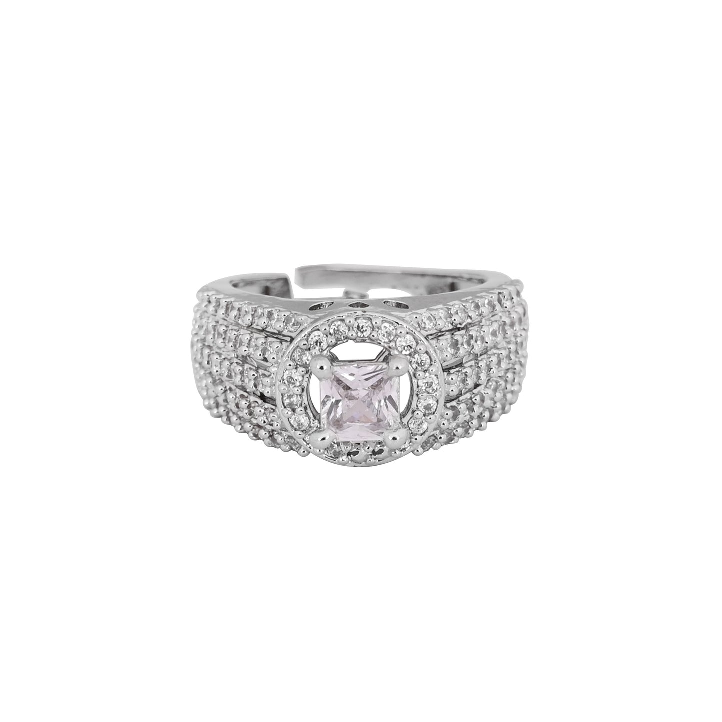 CKLAKART's NOOR Classic Silver Toned Ring with Elegant AD for a Statement Look