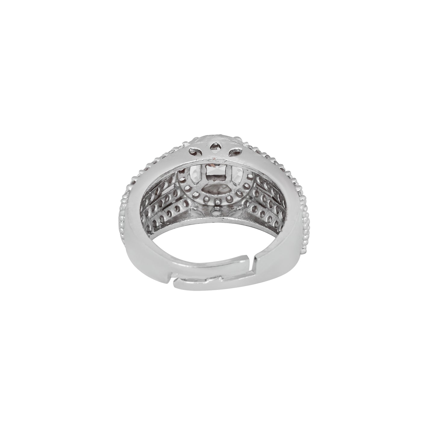 CKLAKART's NOOR Classic Silver Toned Ring with Elegant AD for a Statement Look