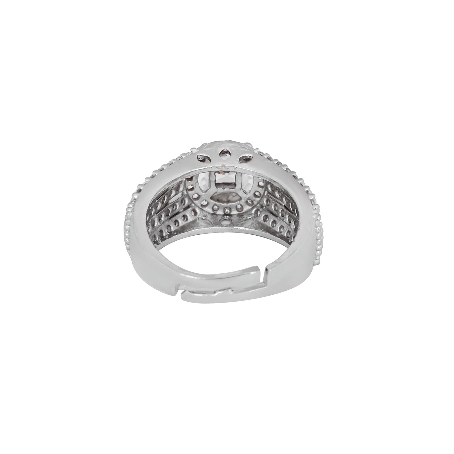 CKLAKART's NOOR Classic Silver Toned Ring with Elegant AD for a Statement Look