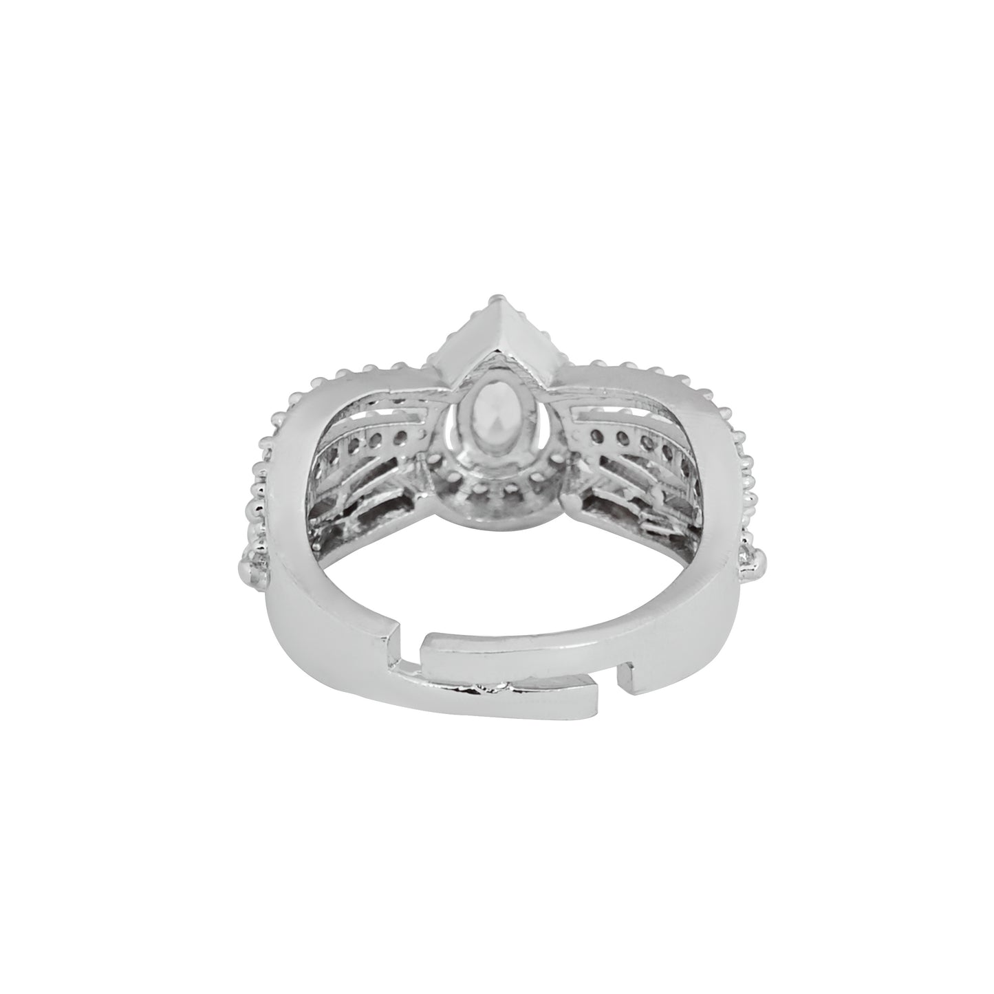 CKLAKART's NOOR Classic Silver Toned Ring with Elegant AD for a Party Look