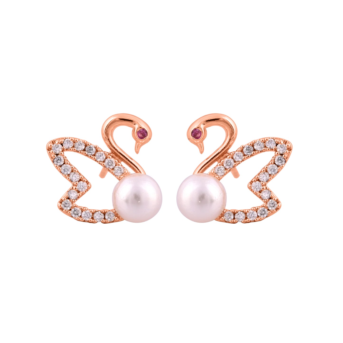 CKLAKART's Swan's Grace Elegant Pearl Earrings with Swan Design