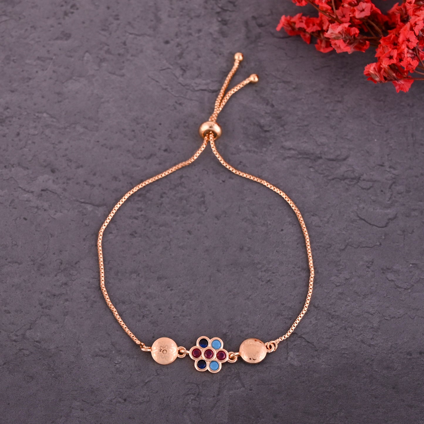 CKLAKART's NOOR Blooming Flower Bracelet – Gold-Toned with Vibrant Multi-Color Stones