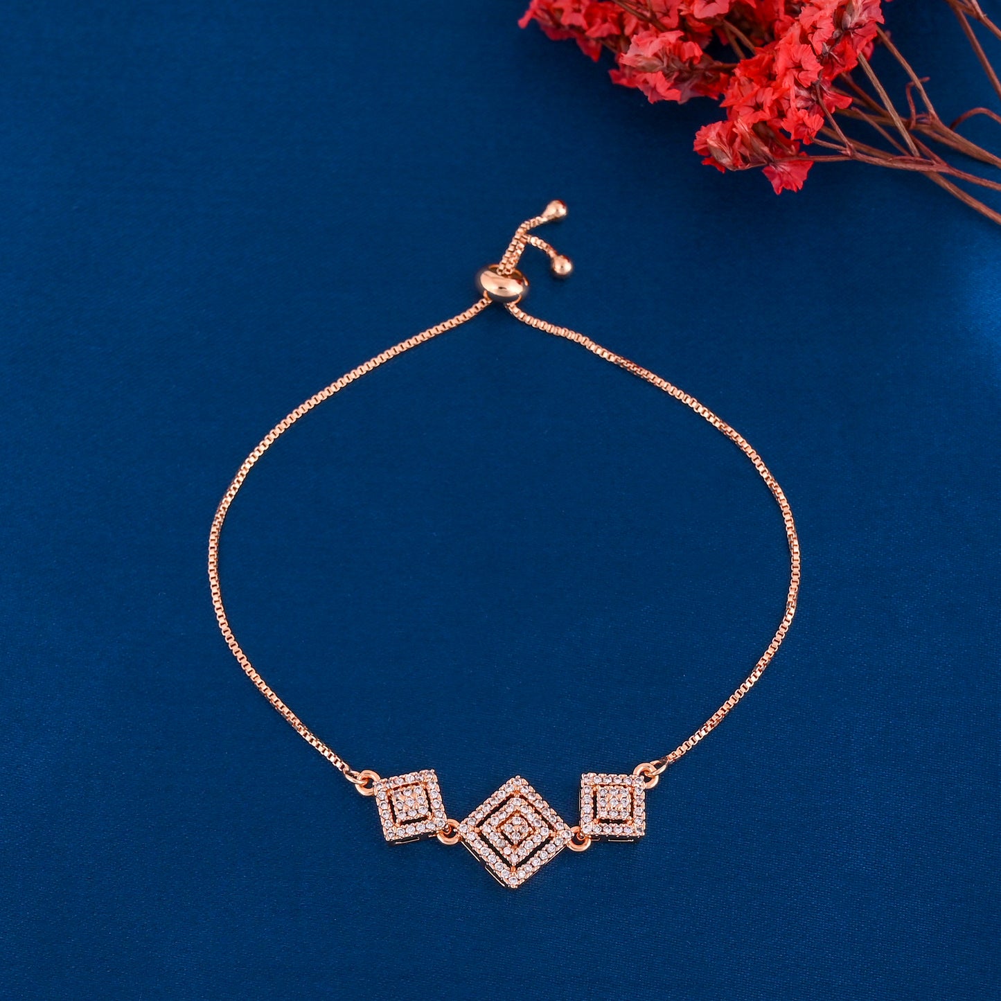 CKLAKART's NOOR Elegant Diamond Connection Bracelet – Gold-Toned with American Diamonds
