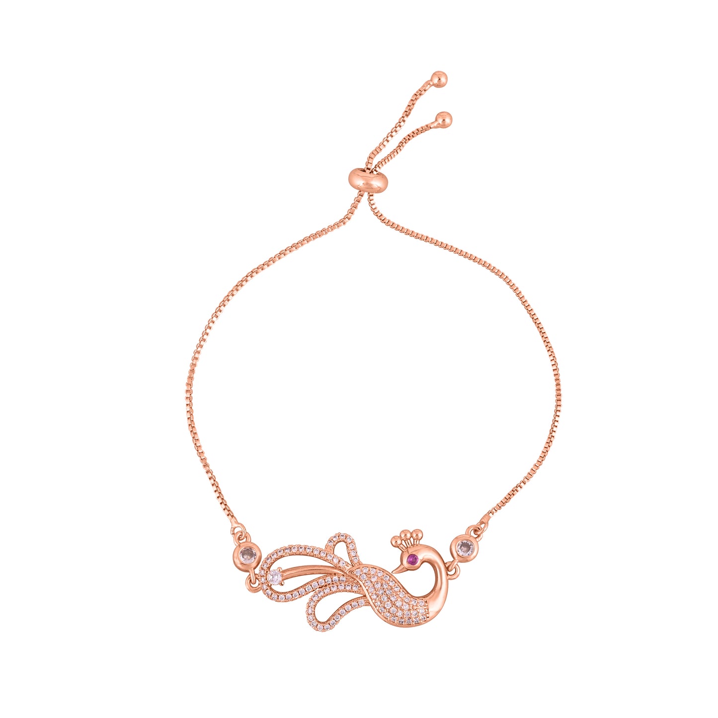 CKLAKART's NOOR Gold-Toned Peacock Bracelet Adorned with American Diamonds