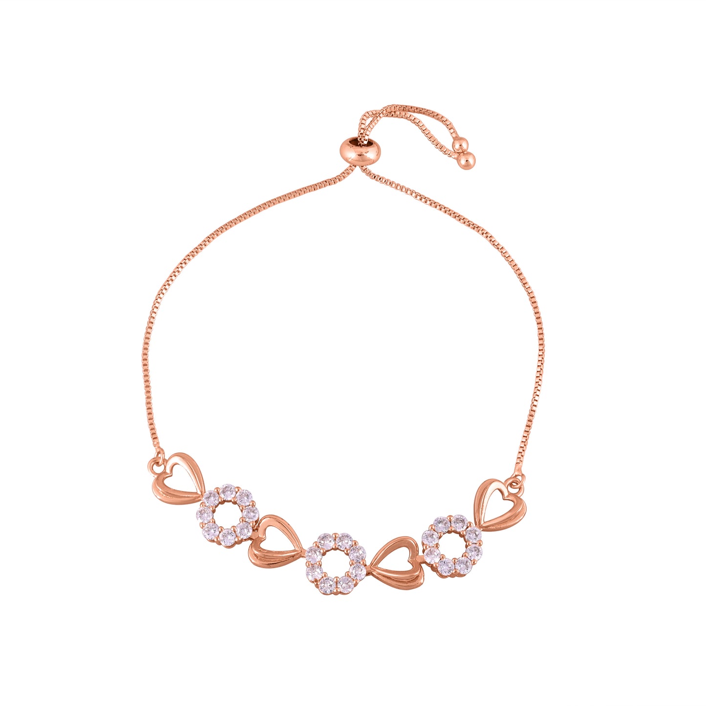 CKLAKART's NOOR Elegant Hearts & Flowers Bracelet – Gold-Toned with American Diamond Accents