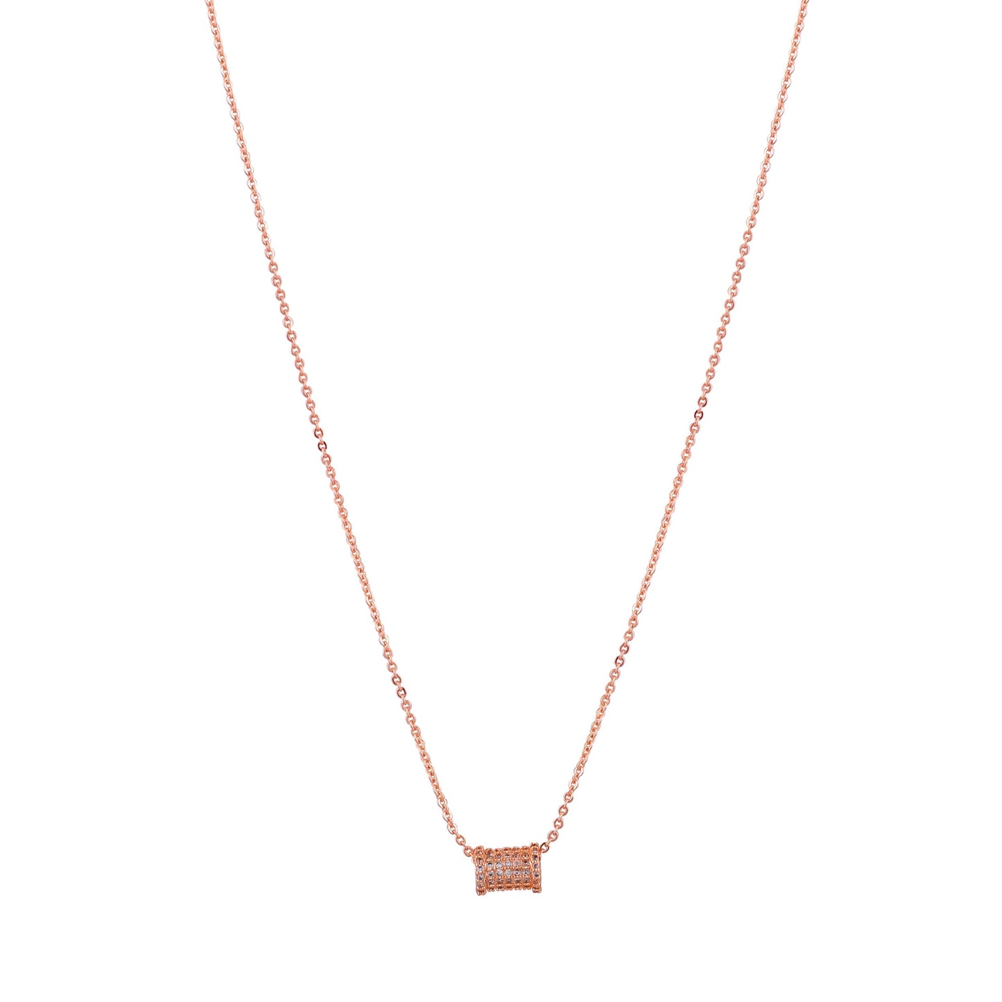 CKLAKART's Noor Rose Gold-Toned Neckpiece Featuring Drum Pendant and American Diamond