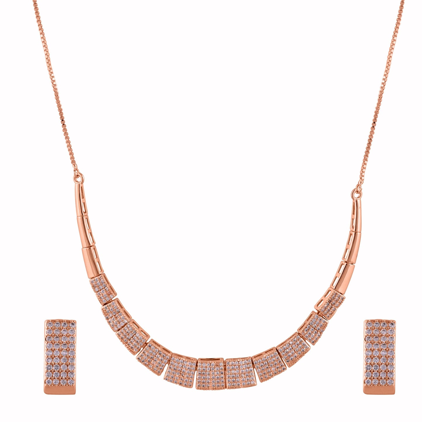 CKLAKART's NOOR Rose Gold-Toned Choker Neckpiece Featuring Rectangle and American Diamonds