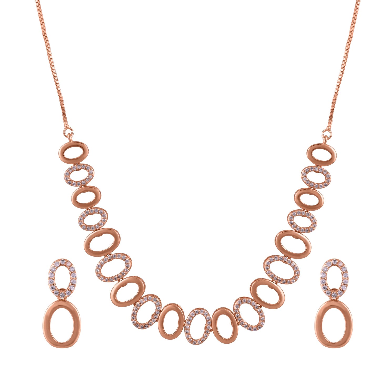 CKLAKART's NOOR Rose Gold-Toned Oval Choker Adorned with Sparkling American Diamonds