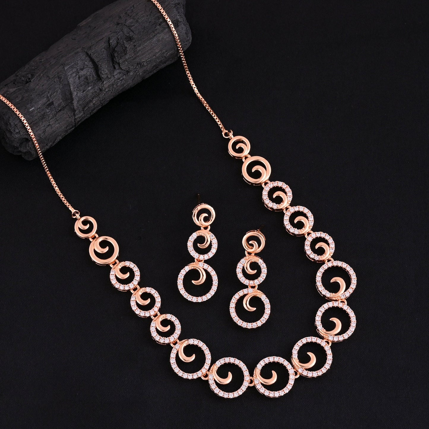 CKLAKART's NOOR Rose Gold-Toned Loop Choker Adorned with Sparkling American Diamonds