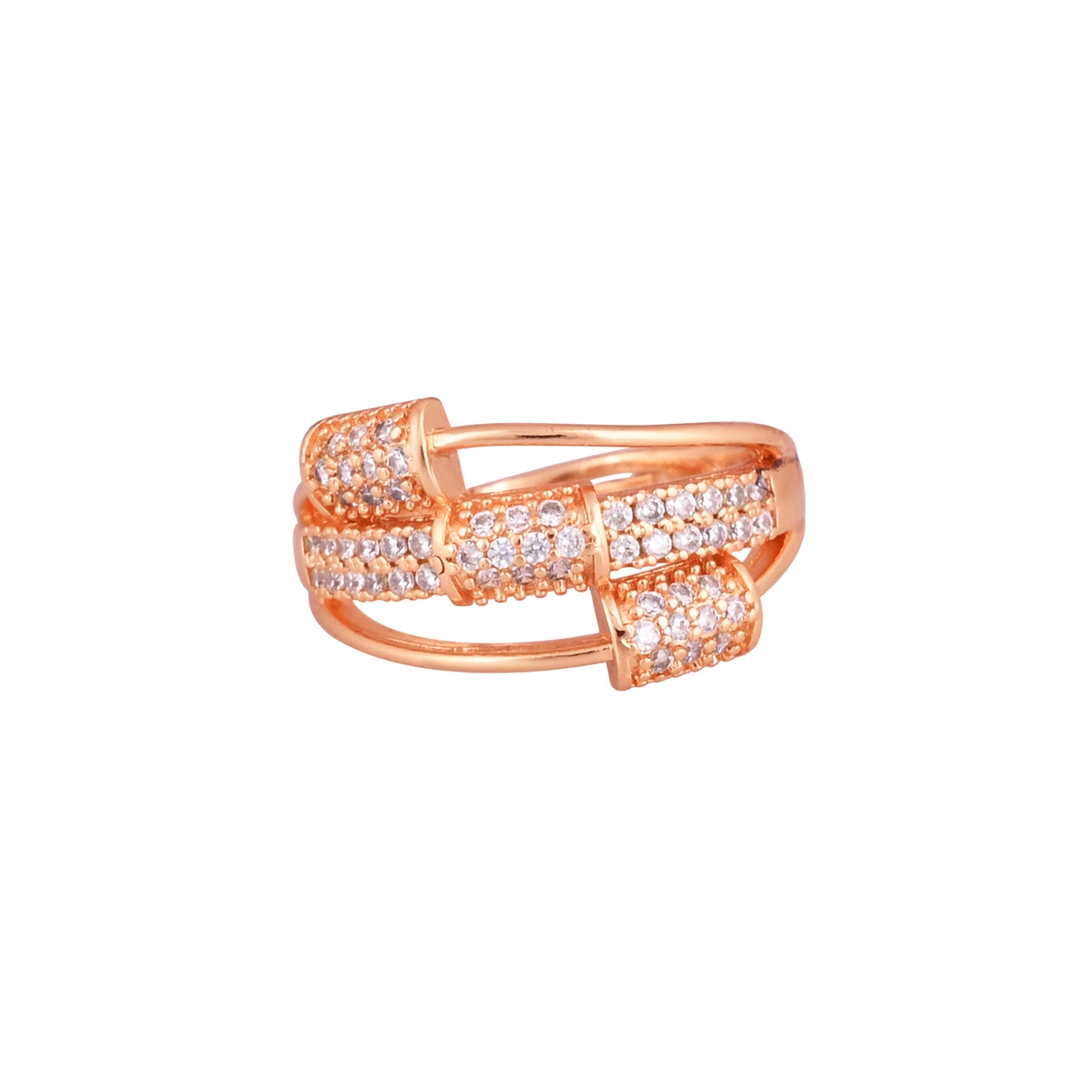 CKLAKART's NOOR Rose Gold-Toned Ring with Sparkling American Diamonds
