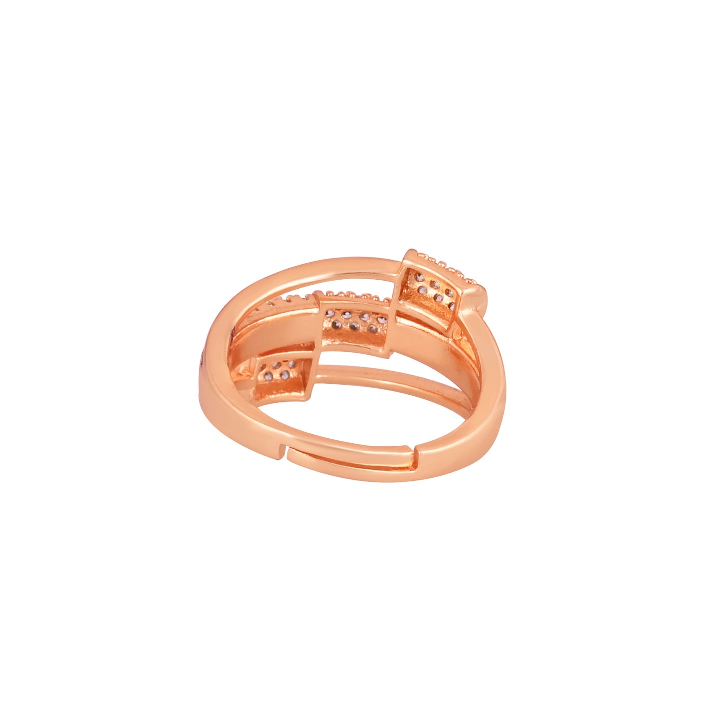 CKLAKART's NOOR Rose Gold-Toned Ring with Sparkling American Diamonds