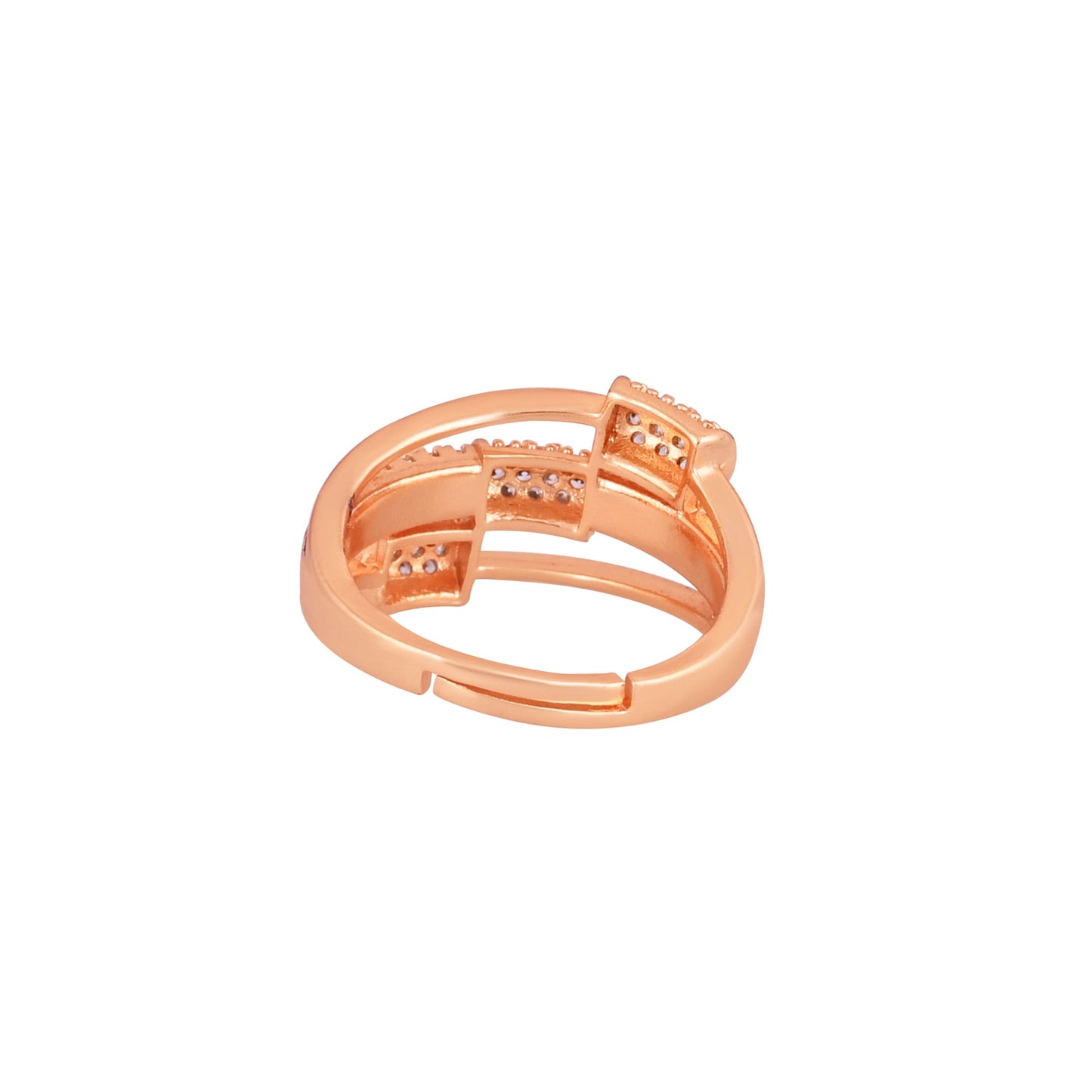 CKLAKART's NOOR Rose Gold-Toned Ring with Sparkling American Diamonds