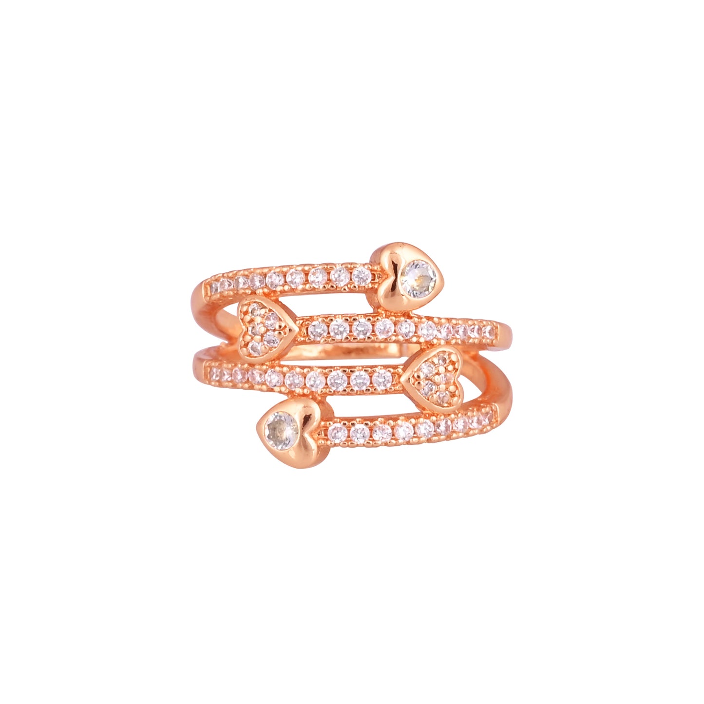 CKLAKART's NOOR Rose Gold-Toned Ring with Sparkling Hearts