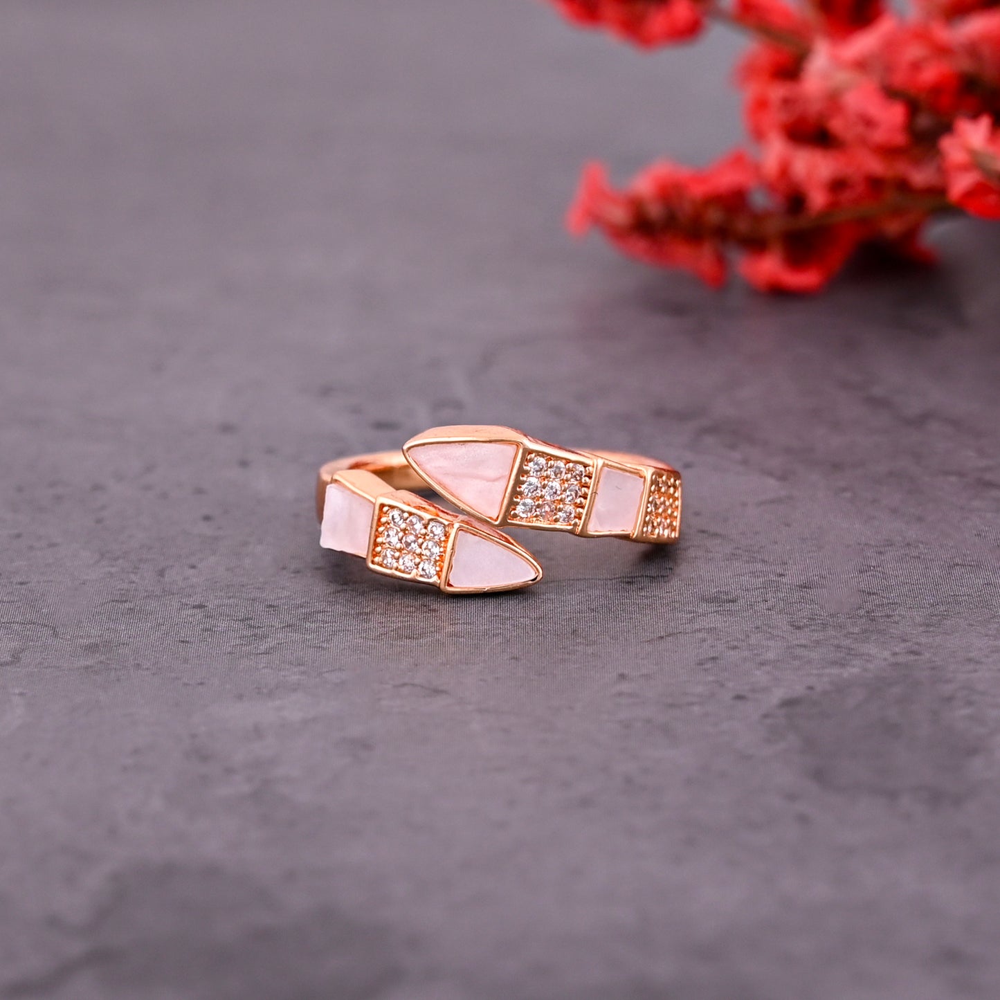 CKLAKART's NOOR Rose Gold-Toned Ring with Sparkling Cuts