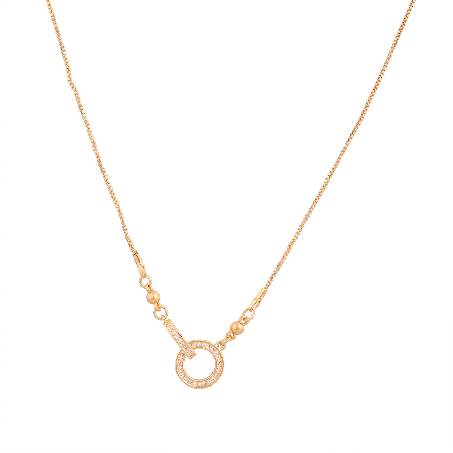 CKLAKART's Gold Tone Interlocked Neckpiece with Sparkling American Diamonds