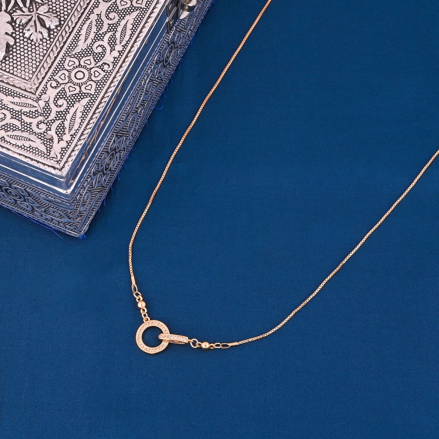 CKLAKART's Gold Tone Interlocked Neckpiece with Sparkling American Diamonds