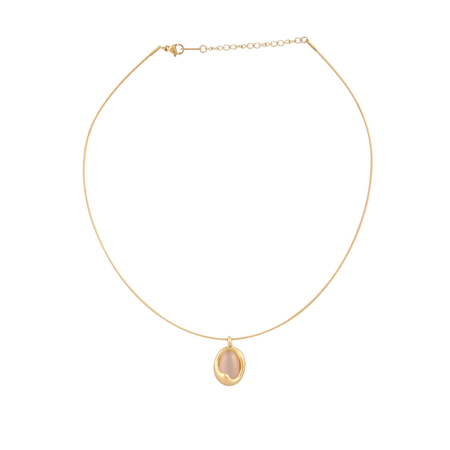 CKLAKART's Gold Toned Choker with Stunning Oval Stone Pendant