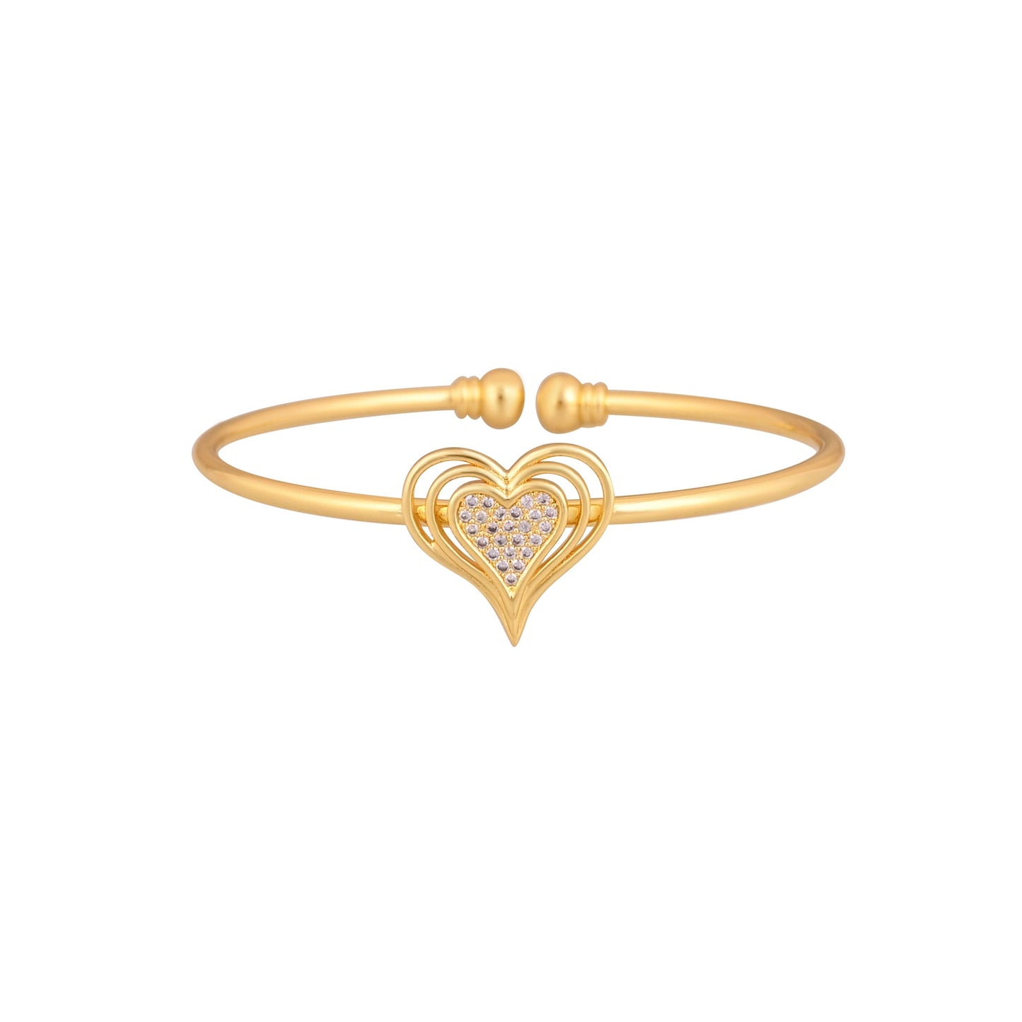 CKLAKART's Gold Toned Bracelet with Heart Shapes and American Diamond Embellishments