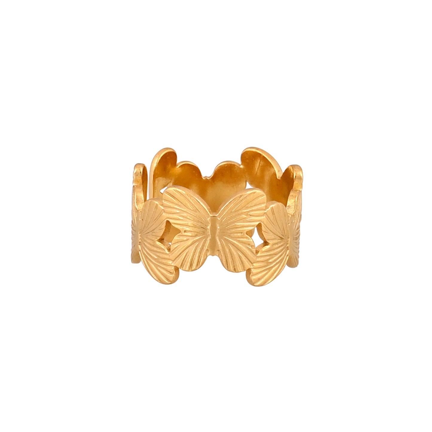 CKLAKART's Gold Toned Statement Ring Embellished with Butterflies