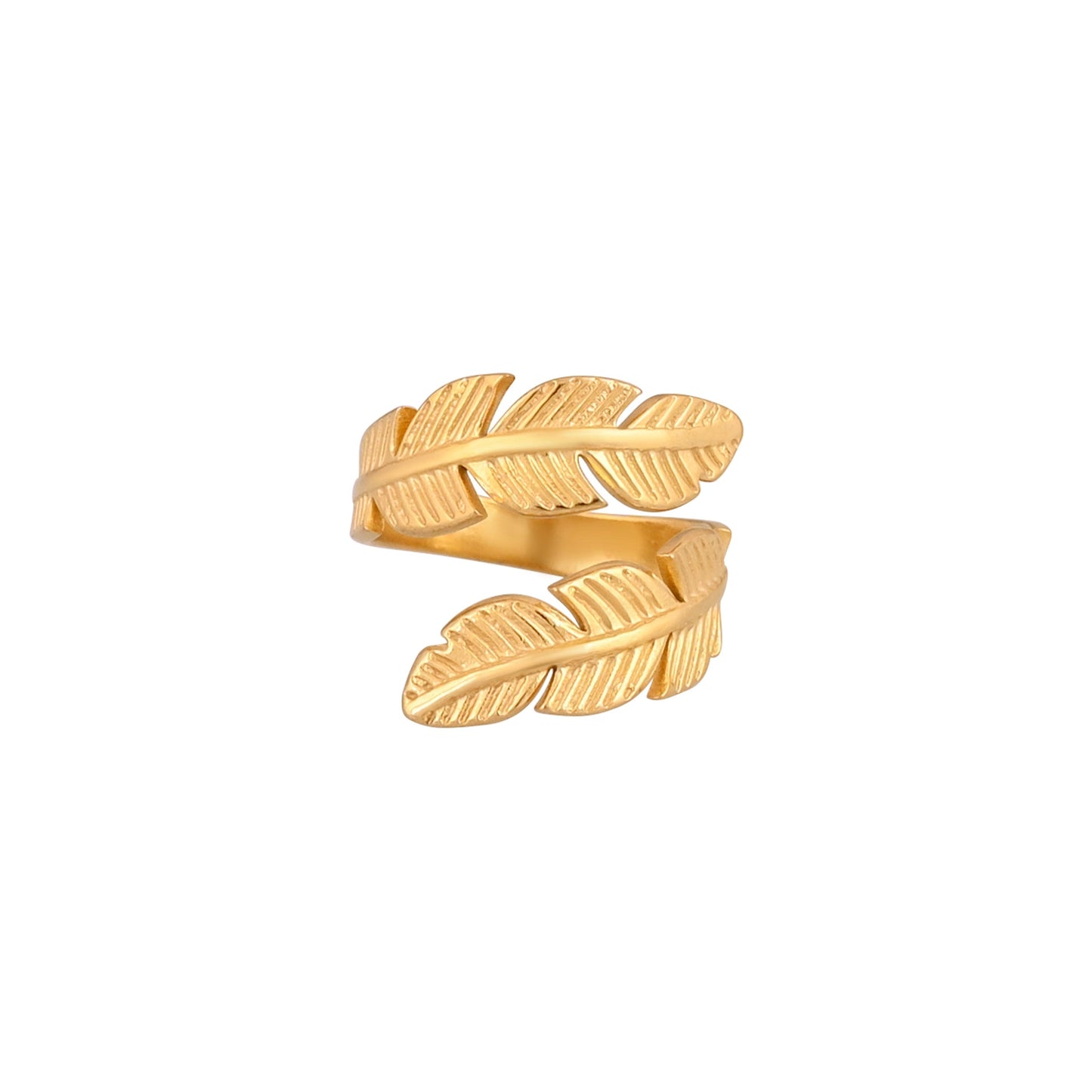 CKLAKART's Gold Toned Statement Ring Featuring Leaf Pattern