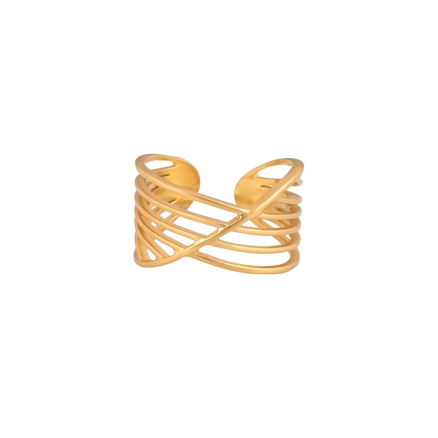 CKLAKART's Gold Tone Statement Ring with Wavy Accents