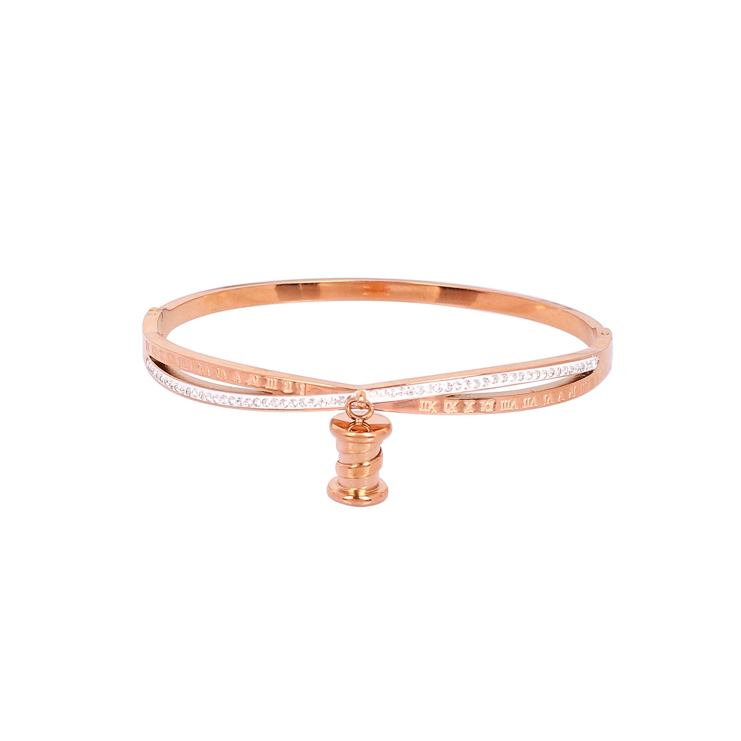 CKLAKART's Rose Gold Bracelet with Stone-Adorned Lustrous Drops