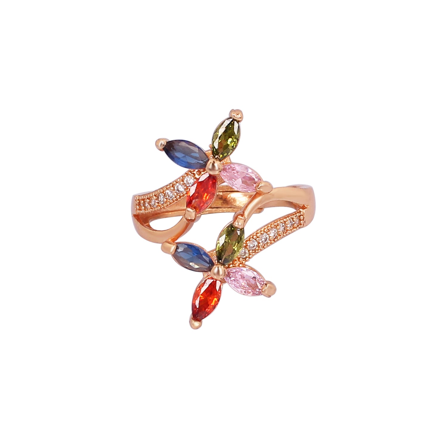 CKLAKART's Rose Gold Multi Color AD Ring