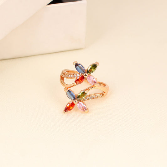 CKLAKART's Rose Gold Multi Color AD Ring