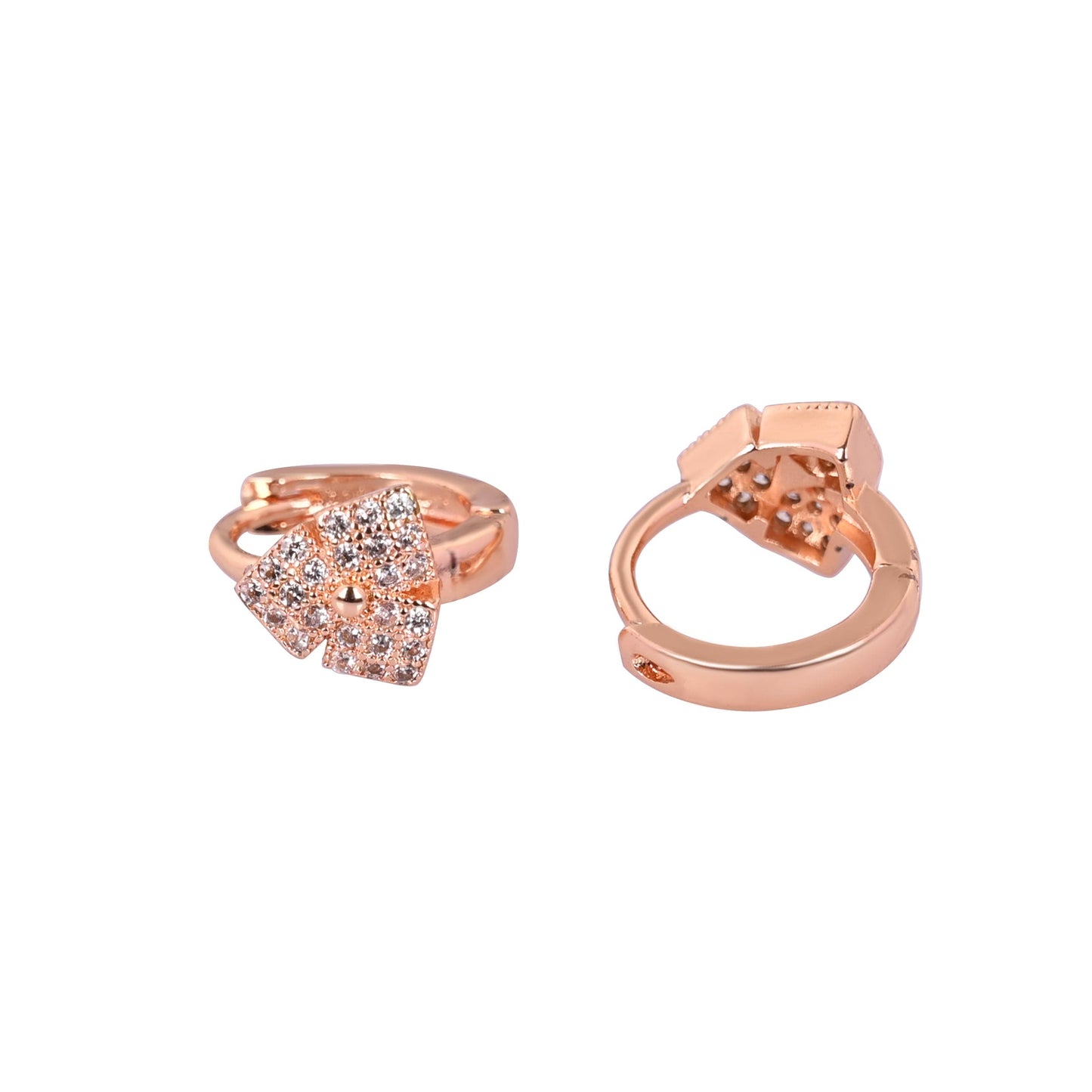 CKLAKART's Rose Gold Toned Earrings with Intricate Patterns