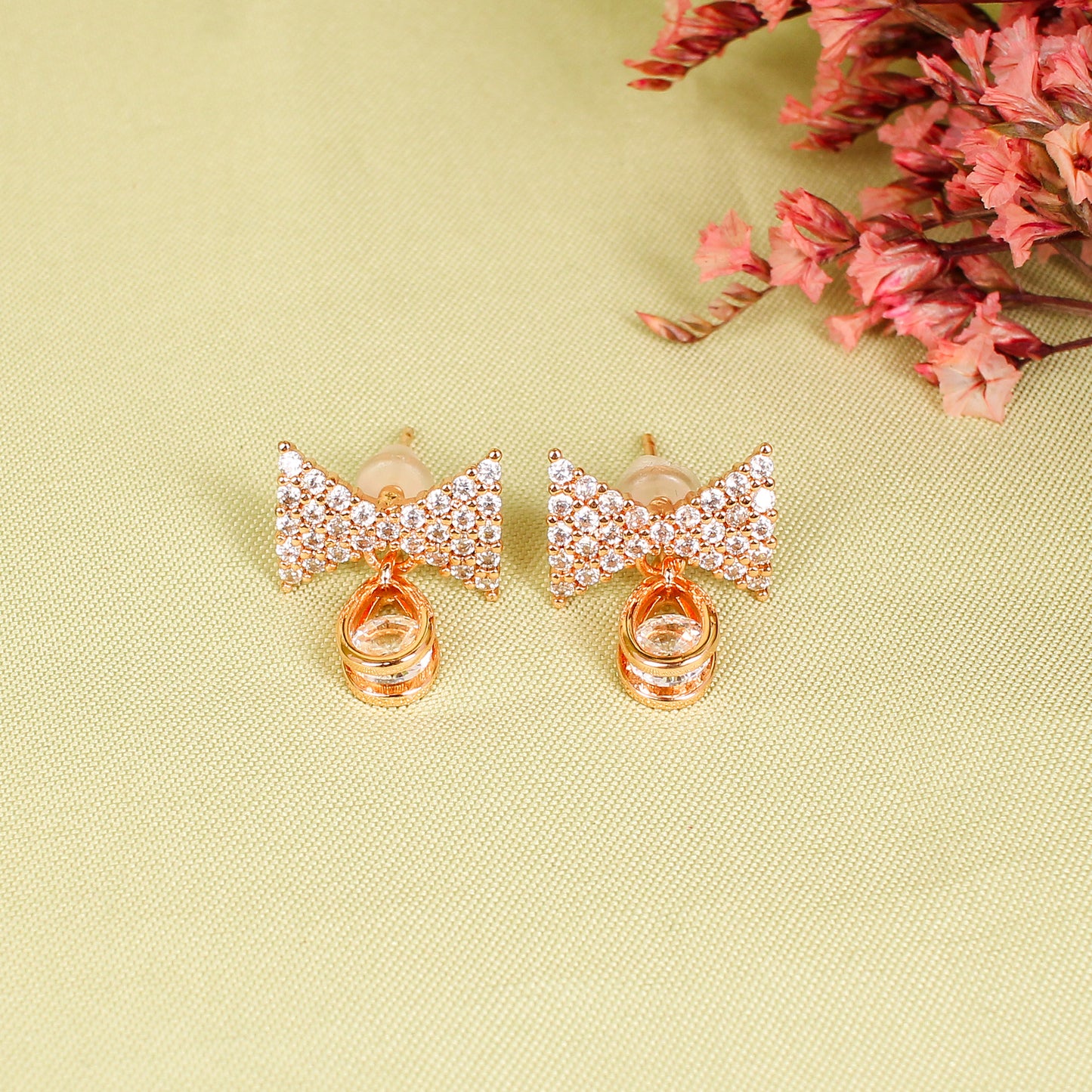 CKLAKART's Drop Earrings in Elegant Rose Gold American Diamond Accent