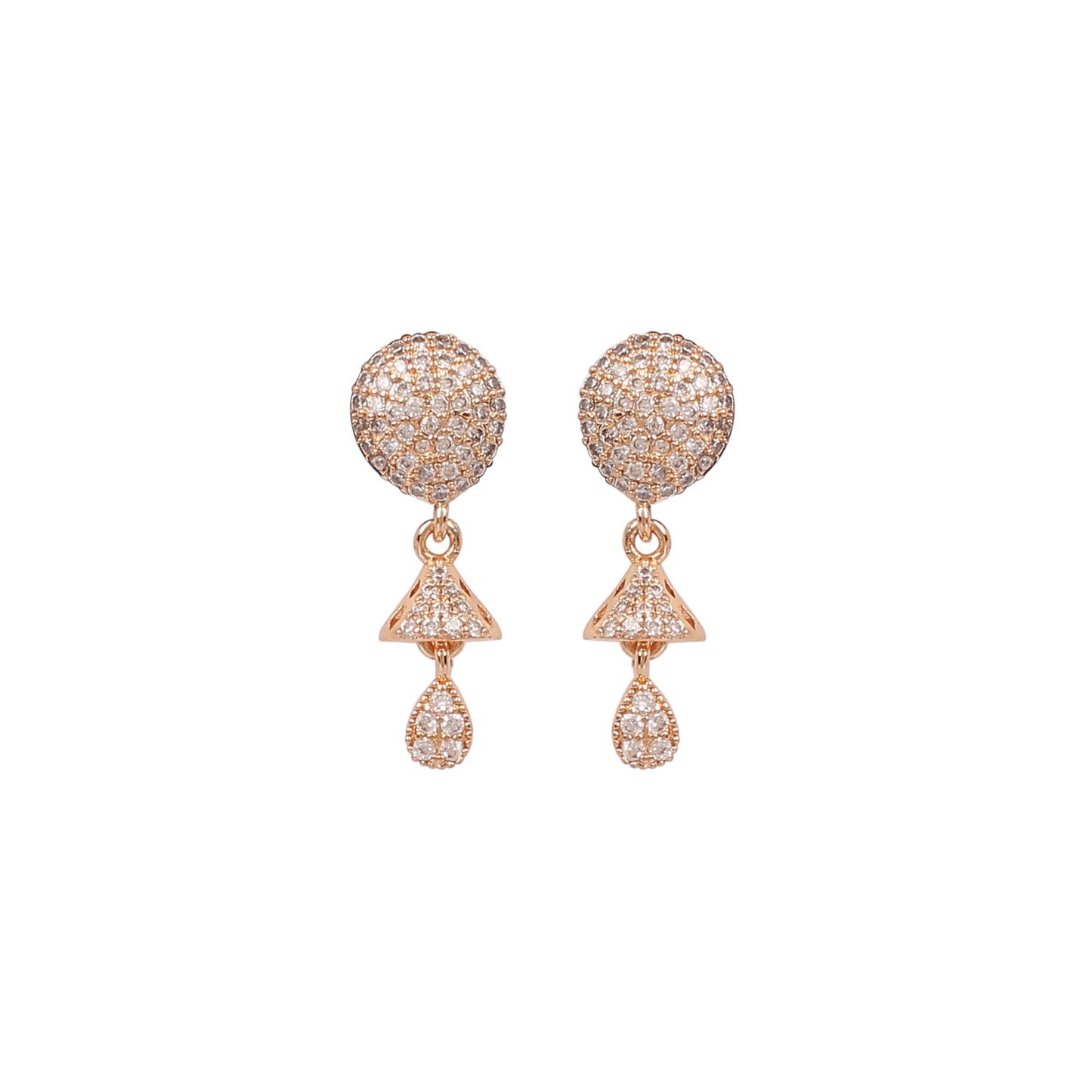 CKLAKART's Multi drops Earrings in Rose Gold American Diamond Accent