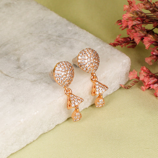 CKLAKART's Multi drops Earrings in Rose Gold American Diamond Accent