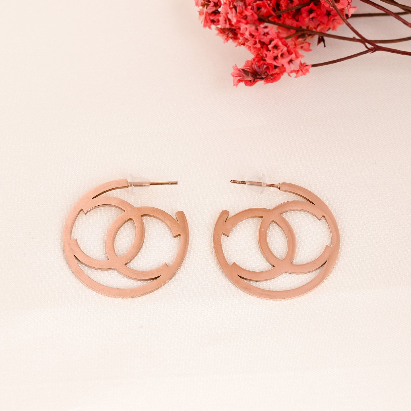 CKLAKART's Rose Gold Anti-Tarnish Geometric Hoop Earrings