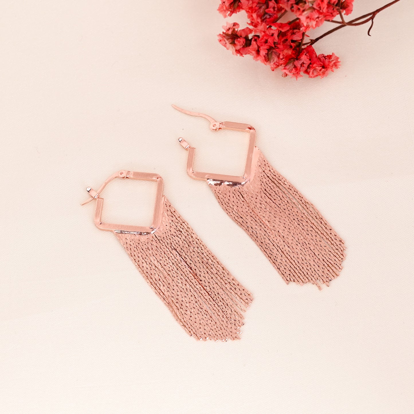 CKLAKART's Rose Gold Anti-Tarnish Tassel Earrings