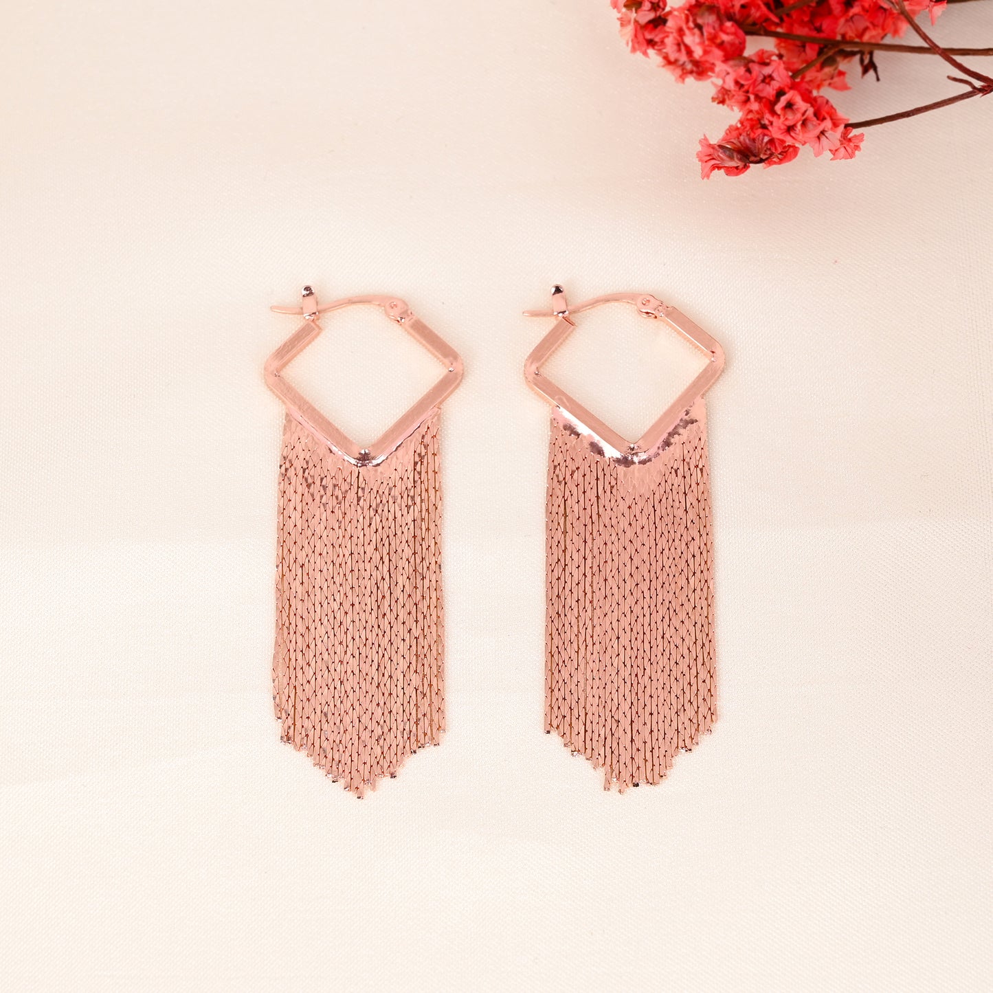 CKLAKART's Rose Gold Anti-Tarnish Tassel Earrings