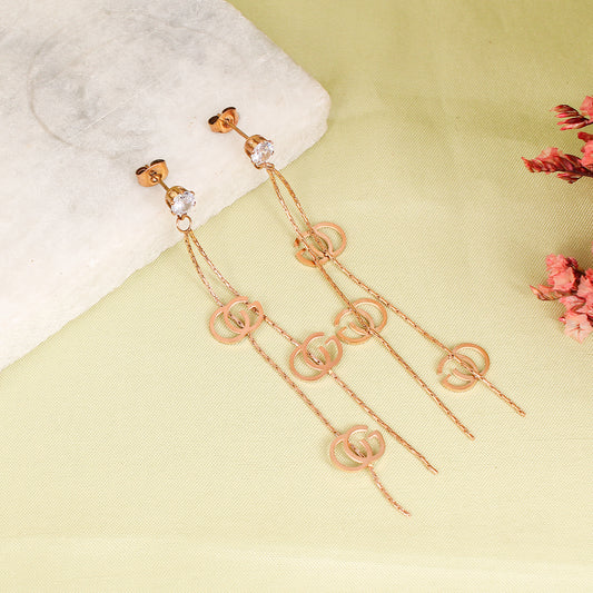 CKLAKART's Rose Gold-Toned Dangler Earrings with Timeless Elegance