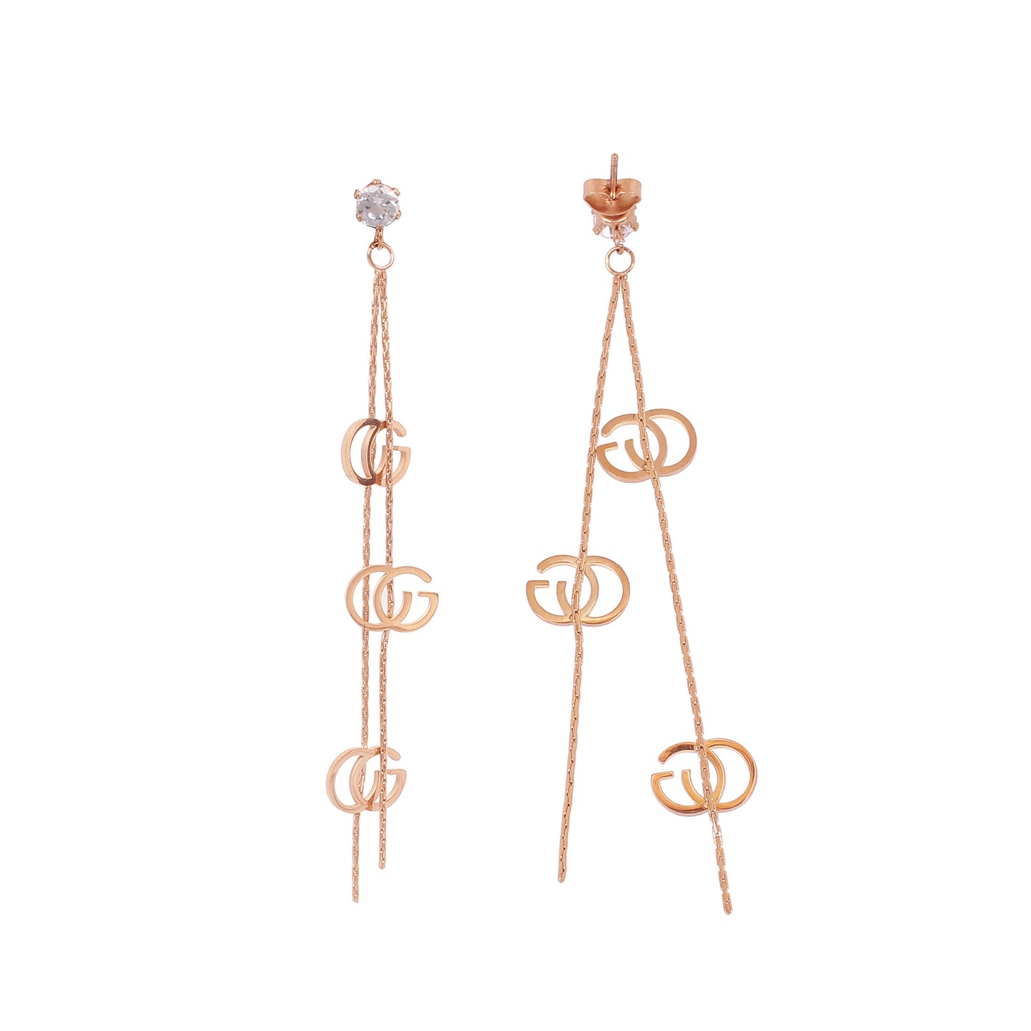 CKLAKART's Rose Gold-Toned Dangler Earrings with Timeless Elegance