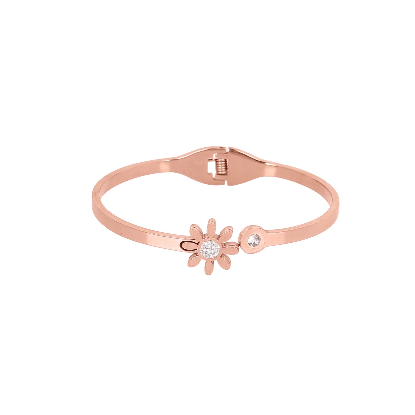 CKLAKART's Rose Gold Flow Bracelet with White Stone Accents, Anti-Tarnish