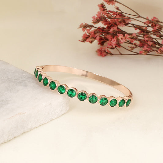 CKLAKART's Rose Gold Bracelet Enhanced with Enchanting Green Stones