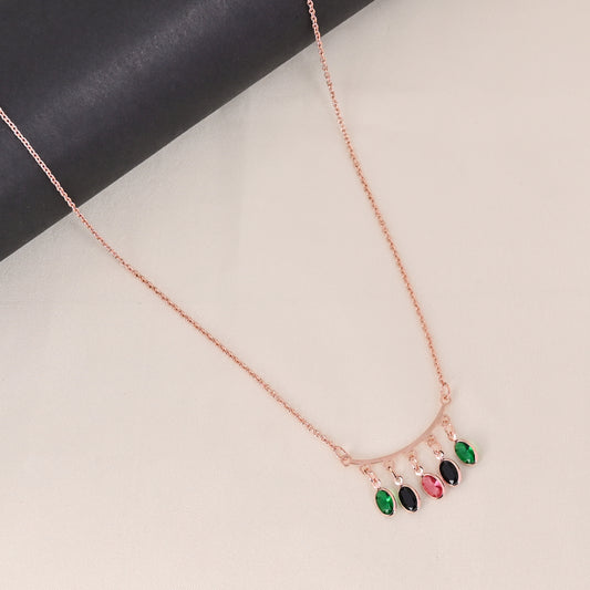 CKLAKART's Rose Gold Necklace with Multicolored Droplets for Effortless Style