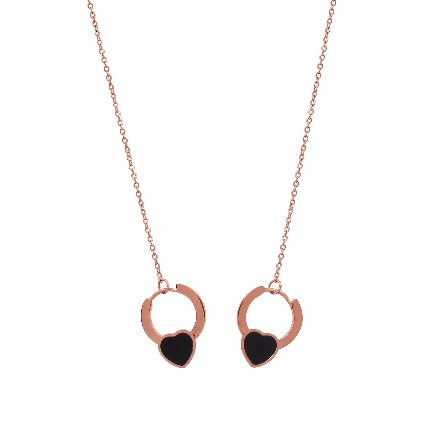 CKLAKART's Rose Gold Toned Neckpiece with Interlocking Heart Loops