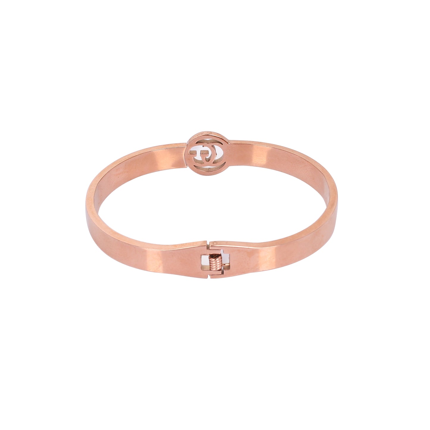 CKLAKART's Rose Gold Geometric Bracelet with Black and White Band