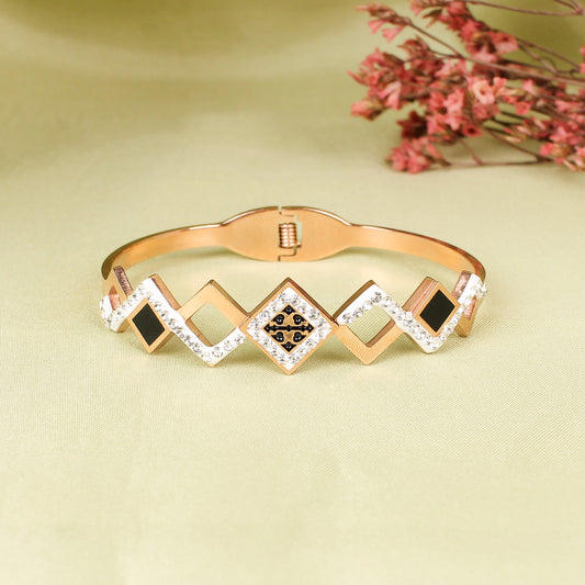 CKLAKART's Rose Gold Geometric Bracelet with White Stone Detailing