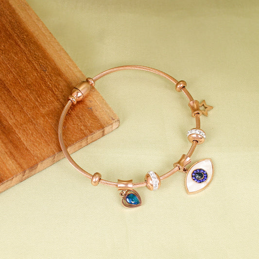 CKLAKART's Rose Gold Evil Eye Bracelet with Magnetic Lock