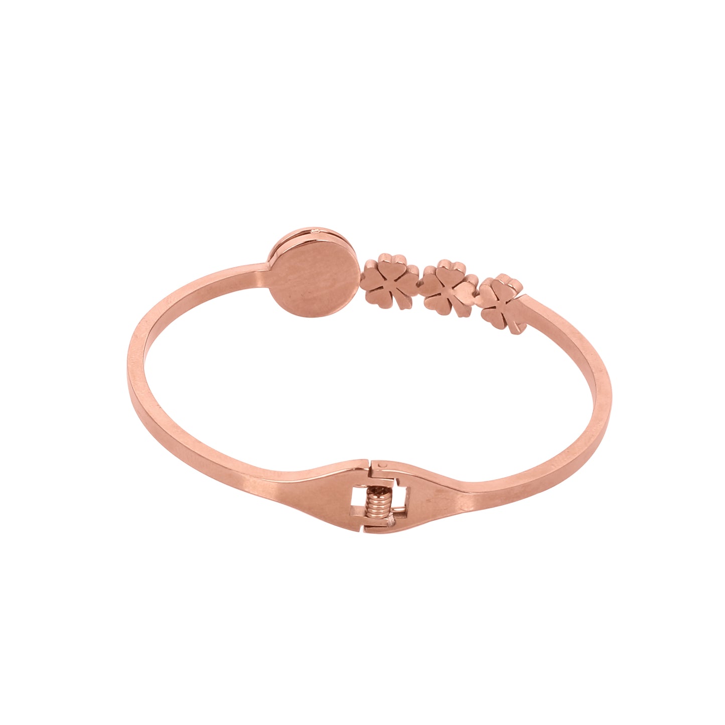 CKLAKART's Rose Gold Bracelet with Vintage Coin, Blooming Flowers, and White Stone Accents